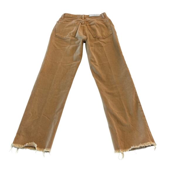 Re/Done‎ 70s Stove Pipe High Rise Straight Leg Denim Jeans Mustard Size 25 - Picture 3 of 12